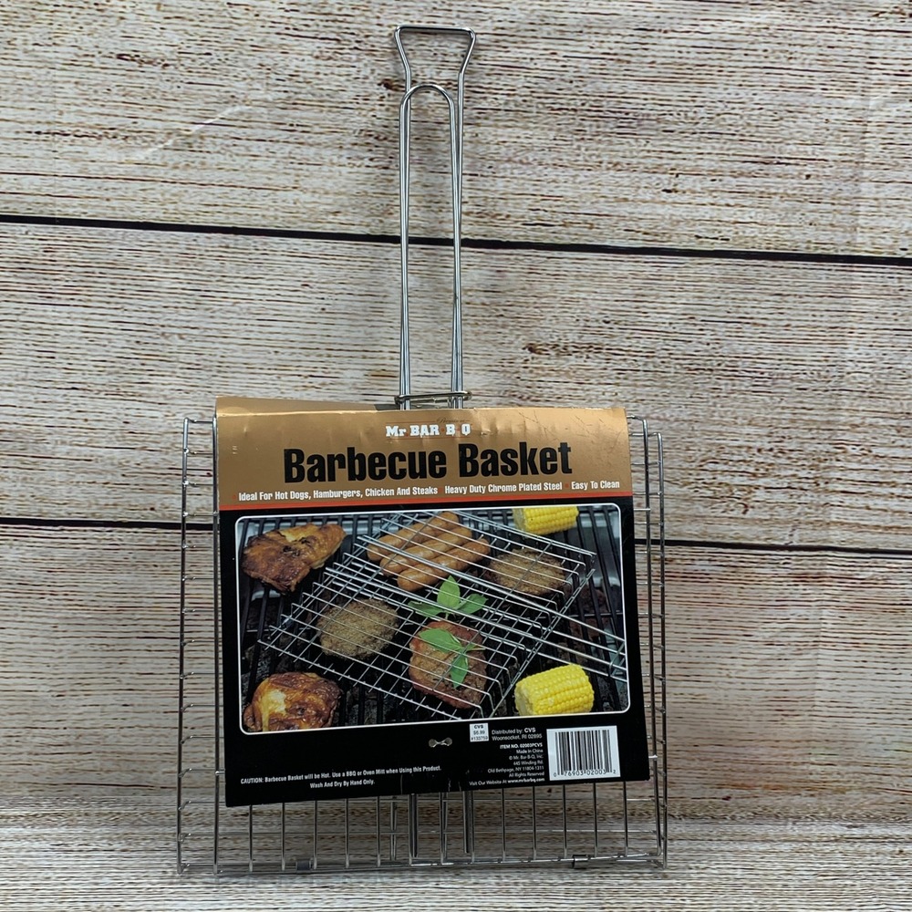 Mr. Bar B Q Barbecue Basket‎ Heavy Duty Chrome Plated Steel Grill Grilling New